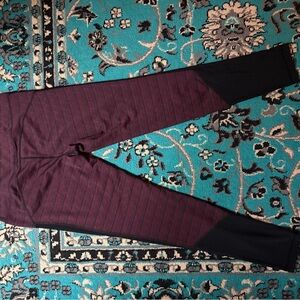 90 Degree By Reflex Burgundy and Black Leggings